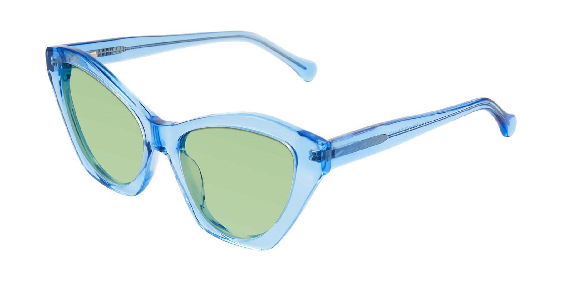 Angle of Limerick in Transparent Blue with Medium Green Tinted Lenses