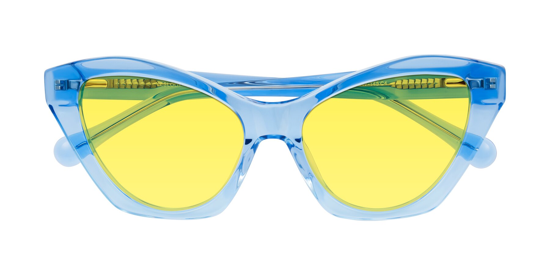 Folded Front of Limerick in Transparent Blue with Medium Yellow Tinted Lenses
