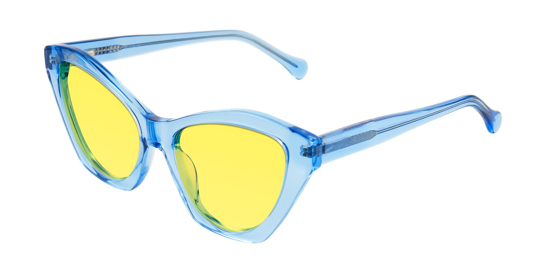 Angle of Limerick in Transparent Blue with Medium Yellow Tinted Lenses