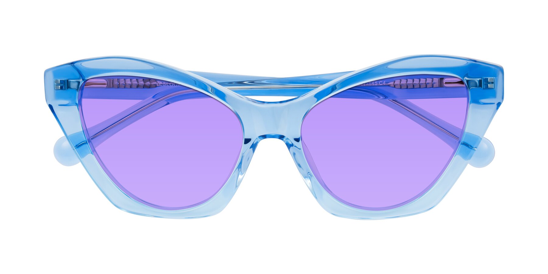 Folded Front of Limerick in Transparent Blue with Medium Purple Tinted Lenses