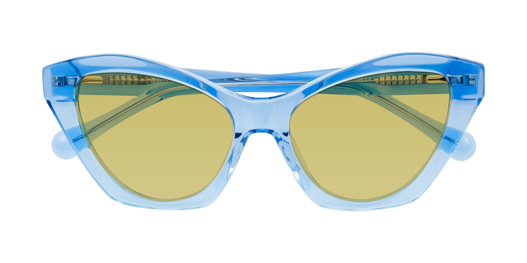 Folded Front of Limerick in Transparent Blue with Medium Champagne Tinted Lenses