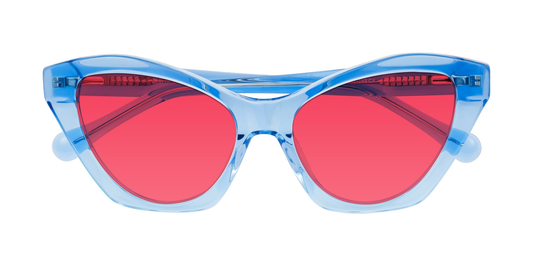 Folded Front of Limerick in Transparent Blue with Red Tinted Lenses