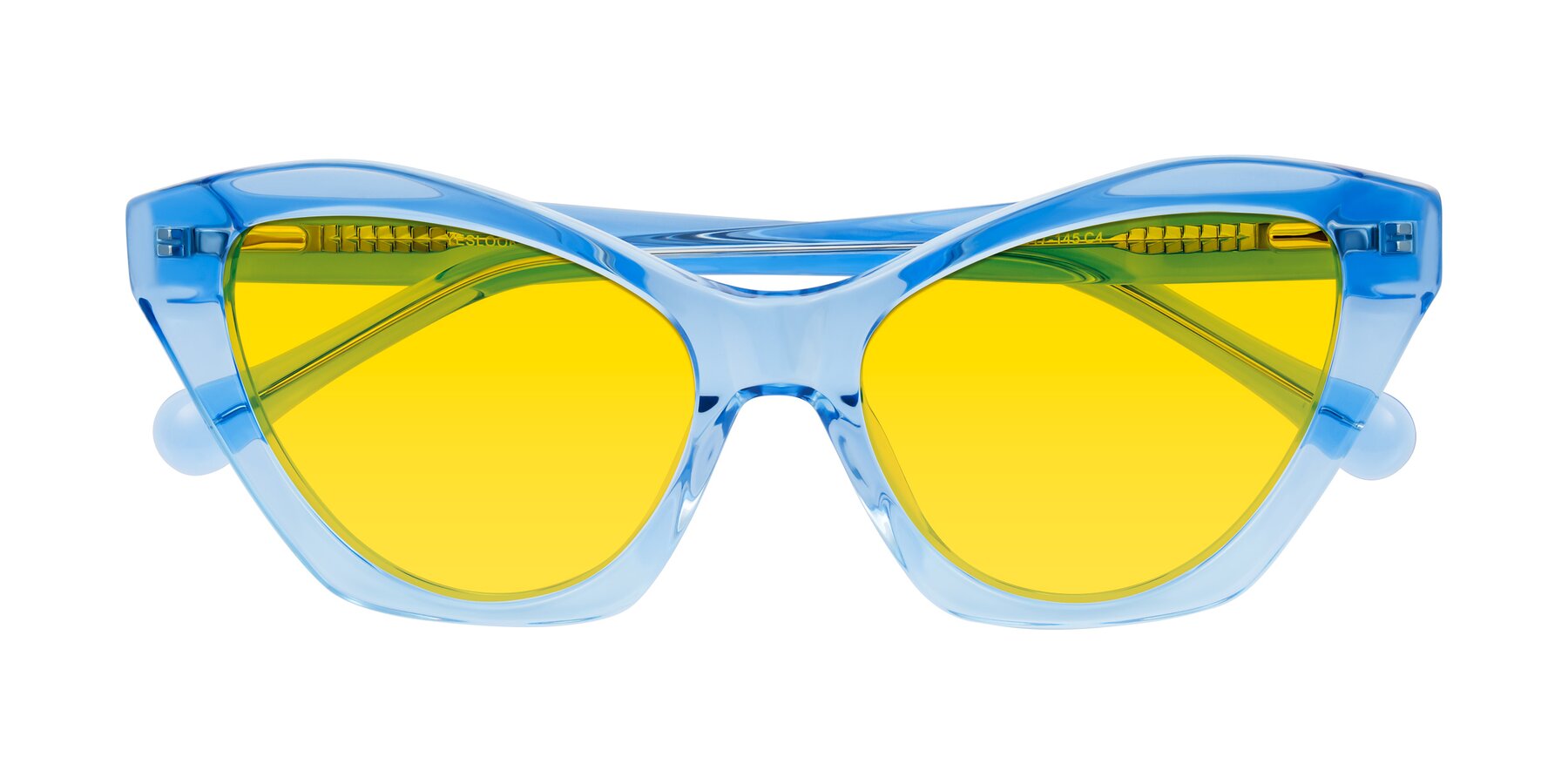 Folded Front of Limerick in Transparent Blue with Yellow Tinted Lenses