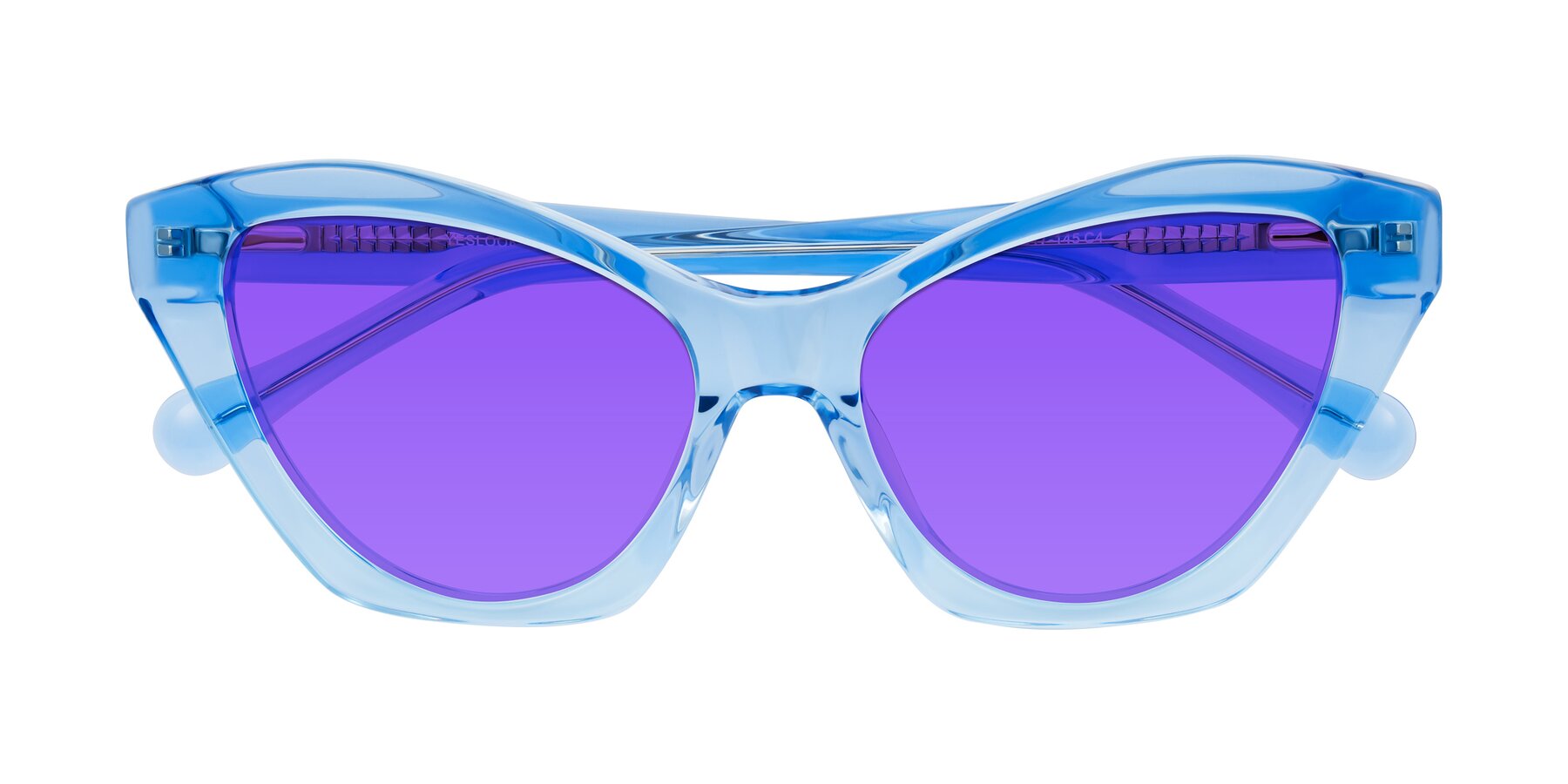 Folded Front of Limerick in Transparent Blue with Purple Tinted Lenses