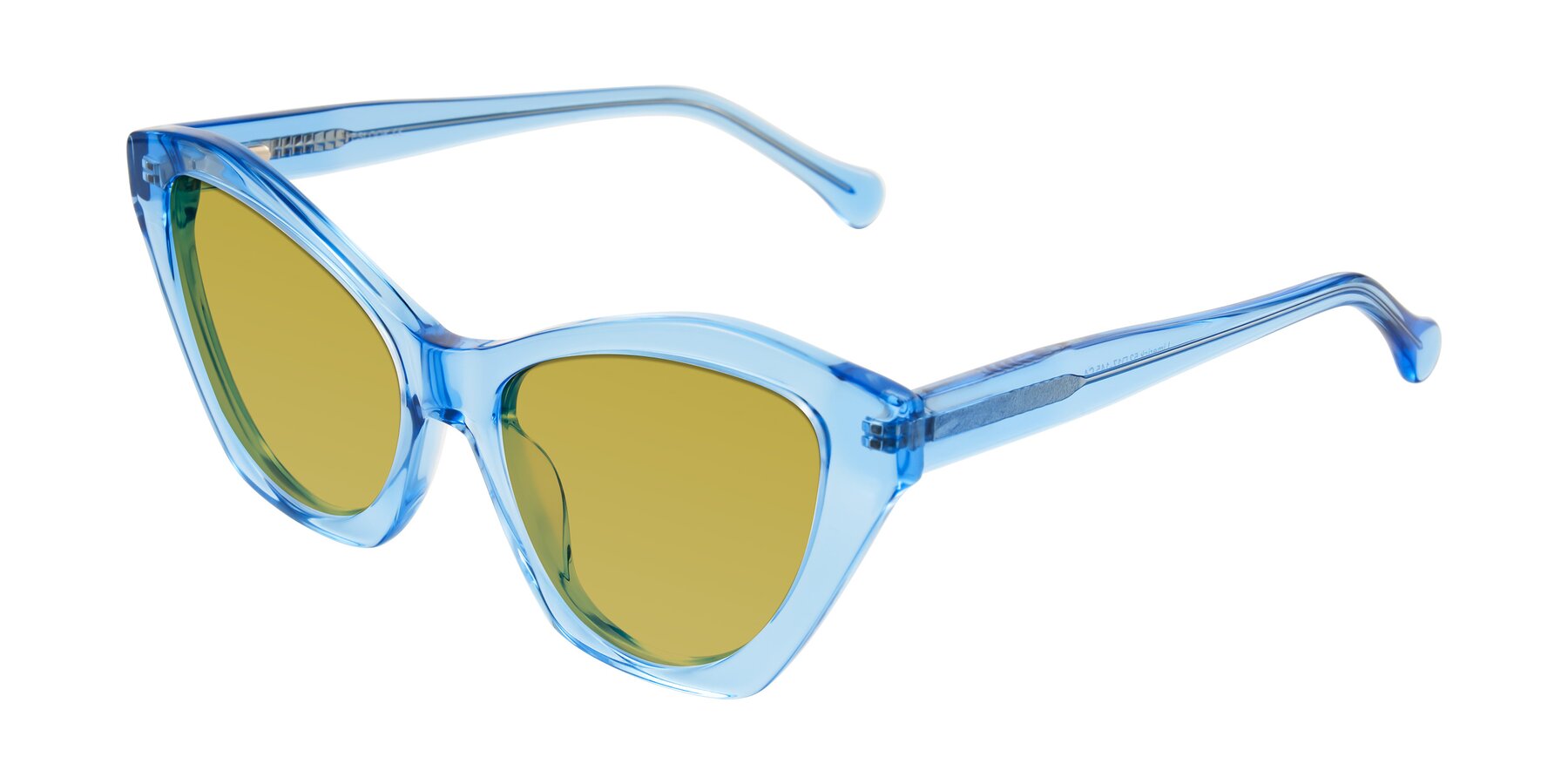Angle of Limerick in Transparent Blue with Champagne Tinted Lenses