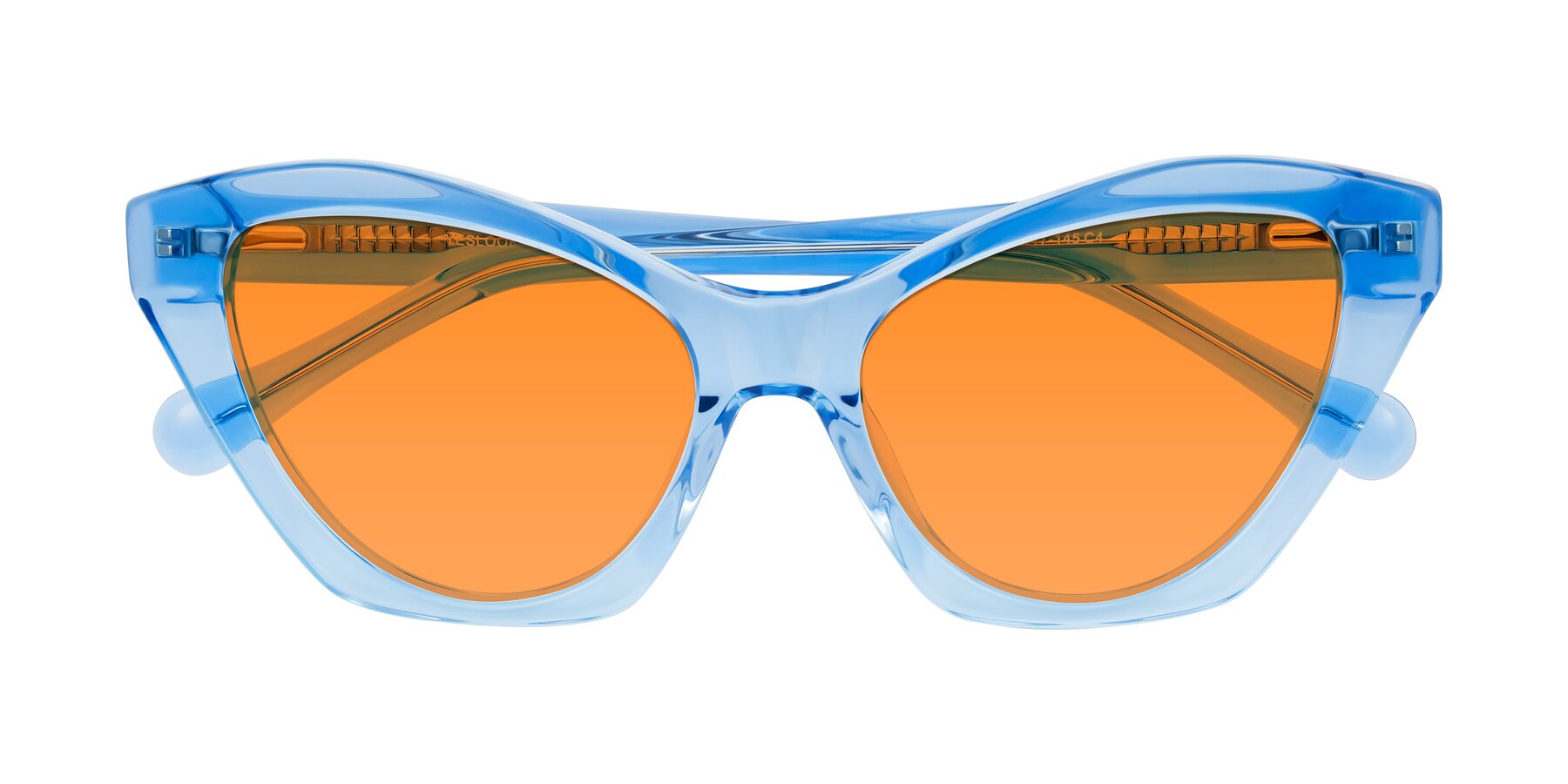 Folded Front of Limerick in Transparent Blue with Orange Tinted Lenses