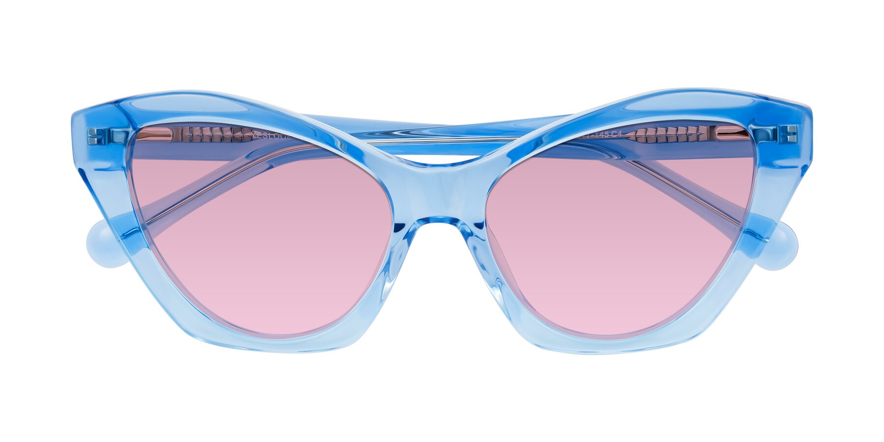 Folded Front of Limerick in Transparent Blue with Light Wine Tinted Lenses