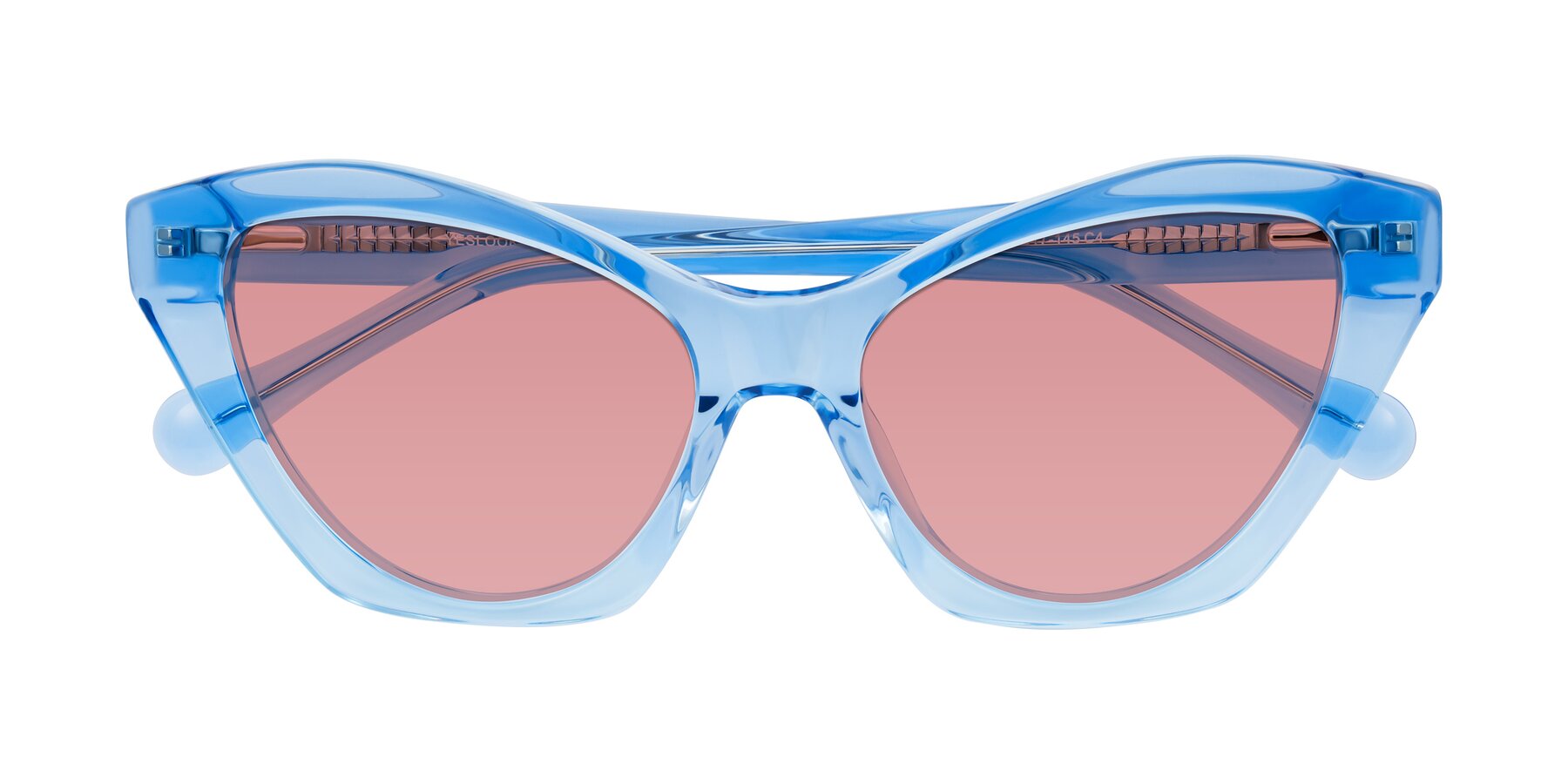 Folded Front of Limerick in Transparent Blue with Medium Garnet Tinted Lenses