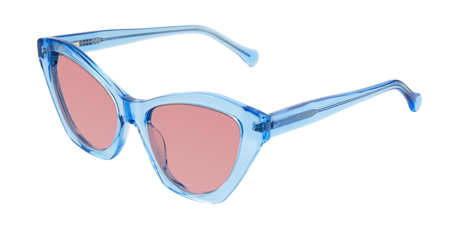 Angle of Limerick in Transparent Blue with Medium Garnet Tinted Lenses