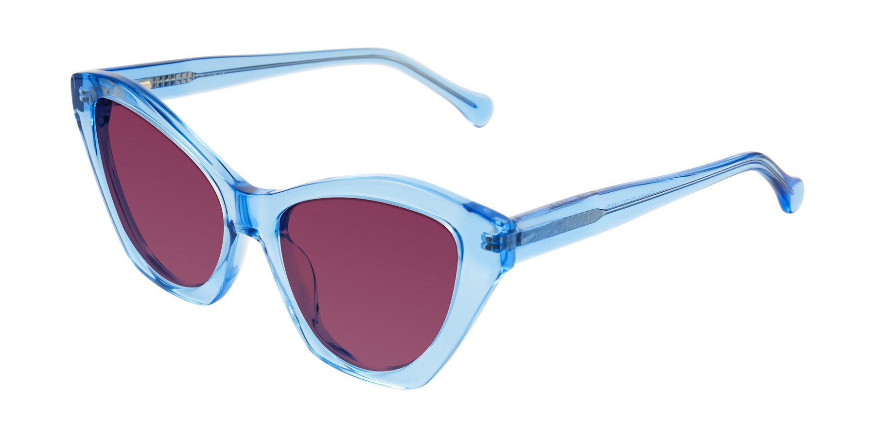 Angle of Limerick in Transparent Blue with Wine Tinted Lenses