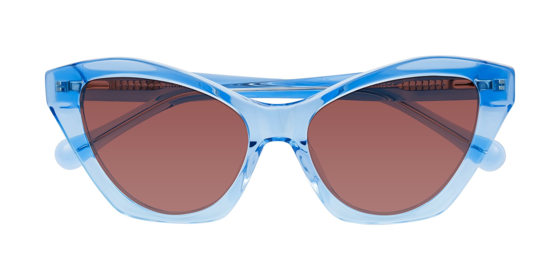 Folded Front of Limerick in Transparent Blue with Garnet Tinted Lenses