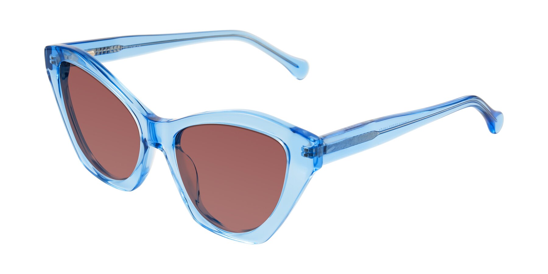 Angle of Limerick in Transparent Blue with Garnet Tinted Lenses