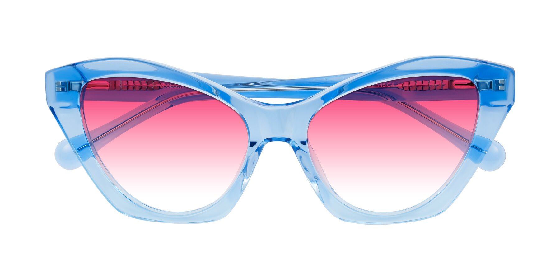 Folded Front of Limerick in Transparent Blue with Pink Gradient Lenses