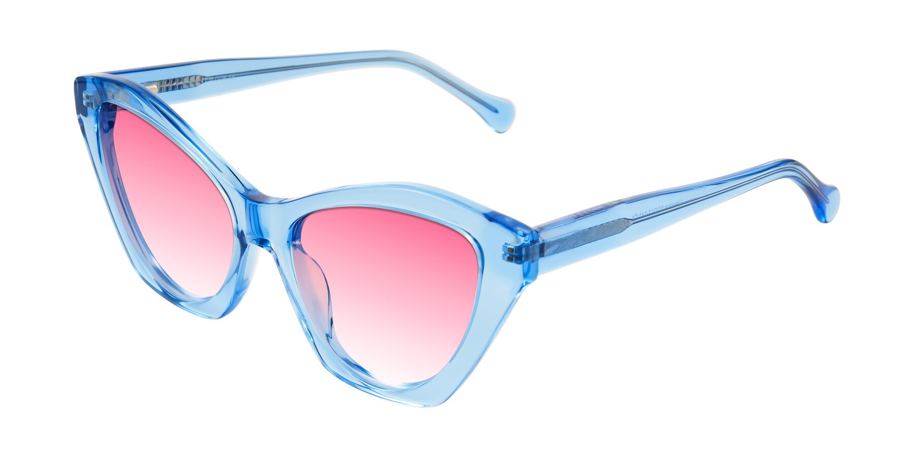 Angle of Limerick in Transparent Blue with Pink Gradient Lenses