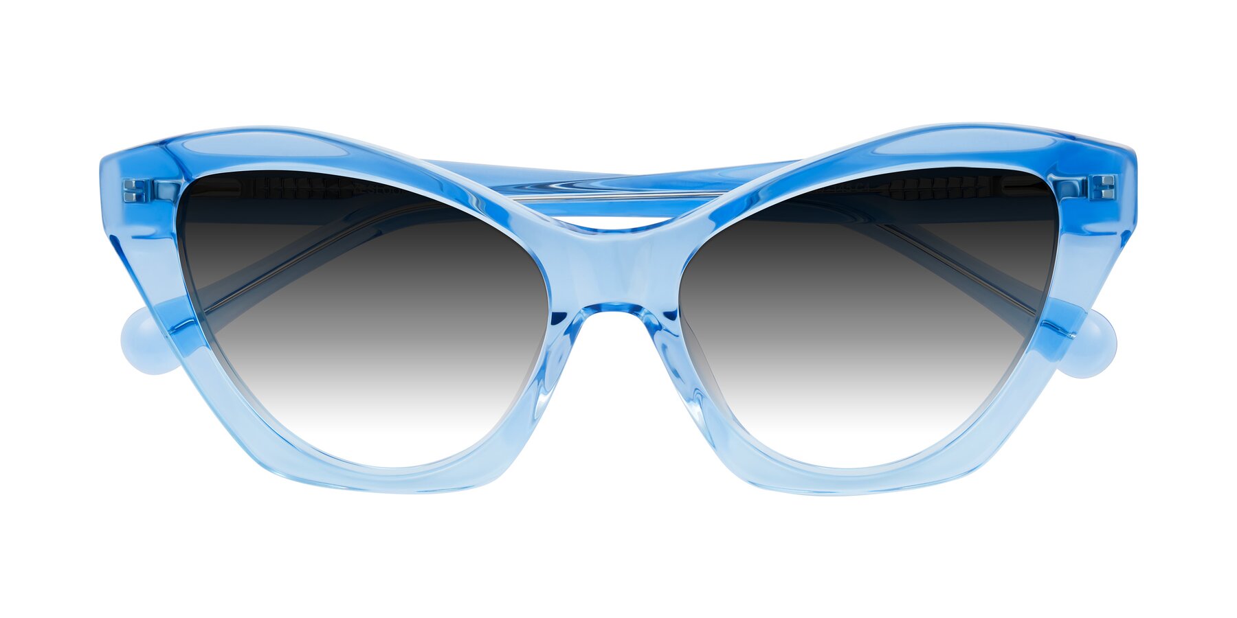 Folded Front of Limerick in Transparent Blue with Gray Gradient Lenses