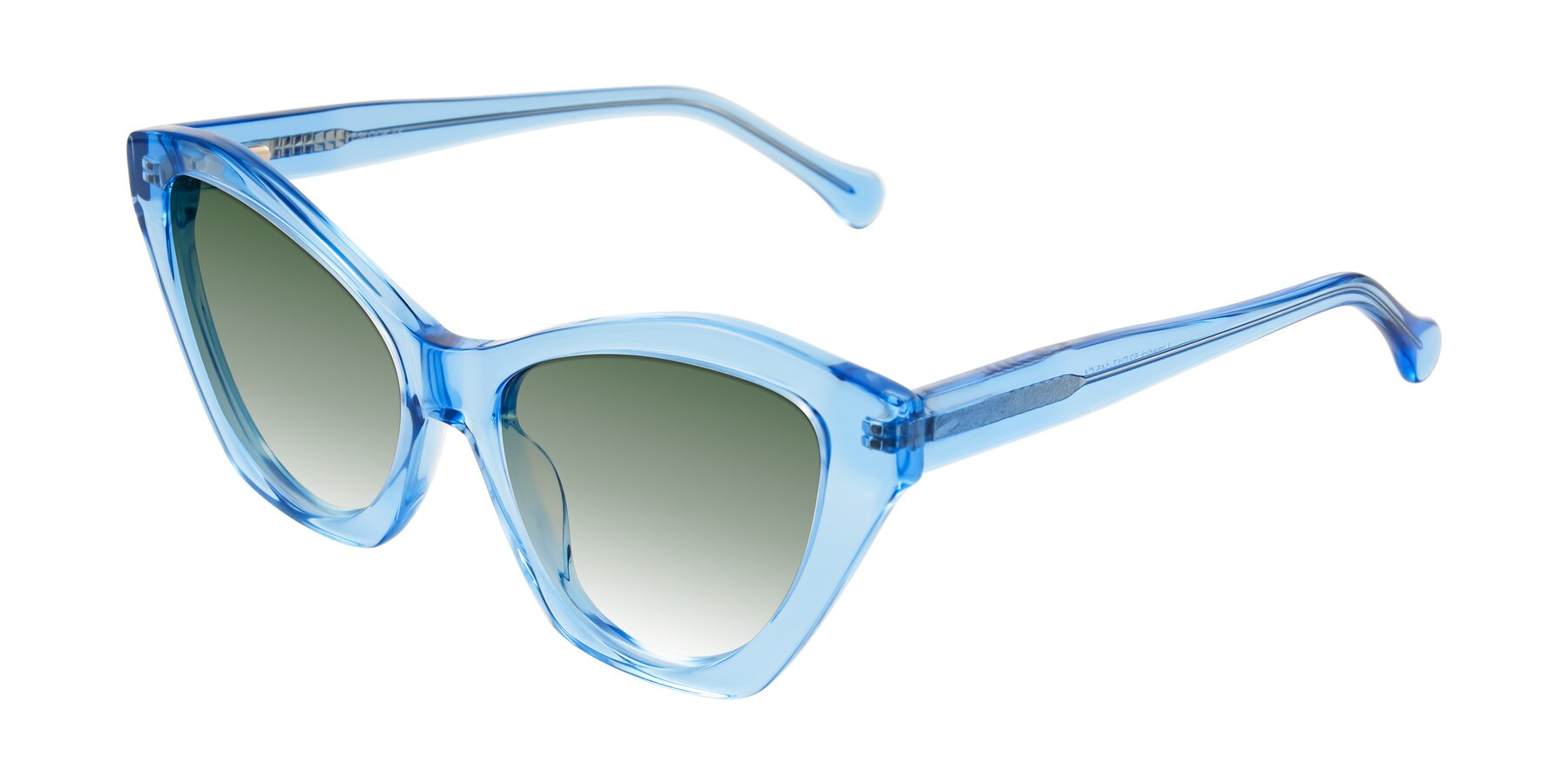 Angle of Limerick in Transparent Blue with Green Gradient Lenses