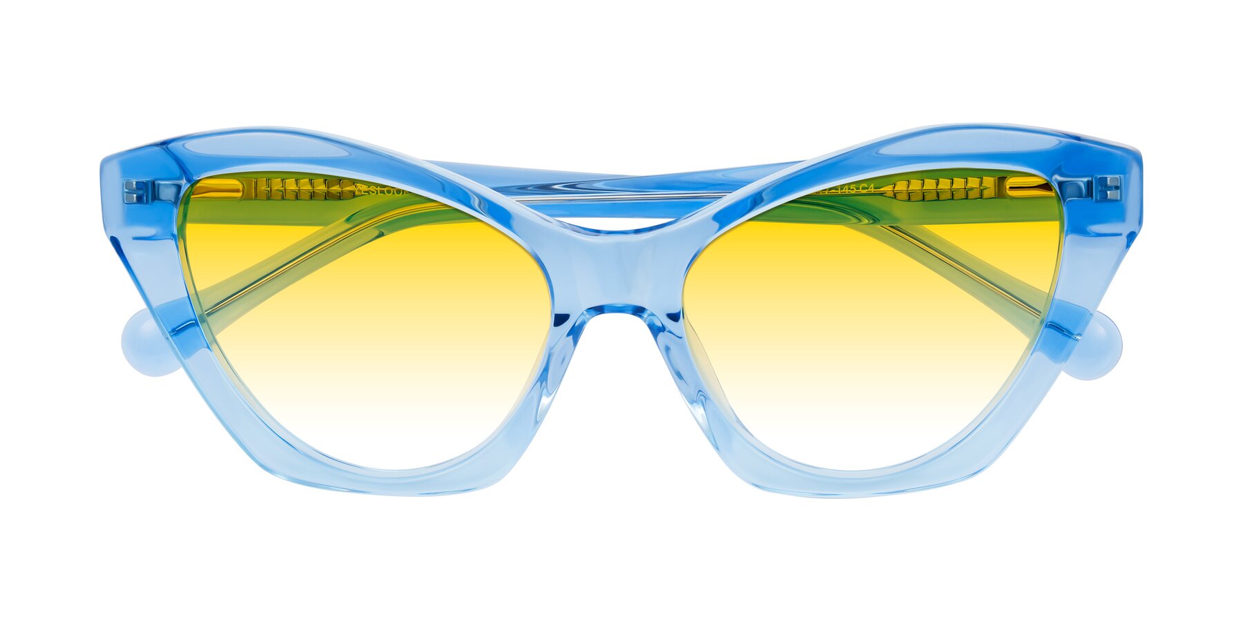 Folded Front of Limerick in Transparent Blue with Yellow Gradient Lenses