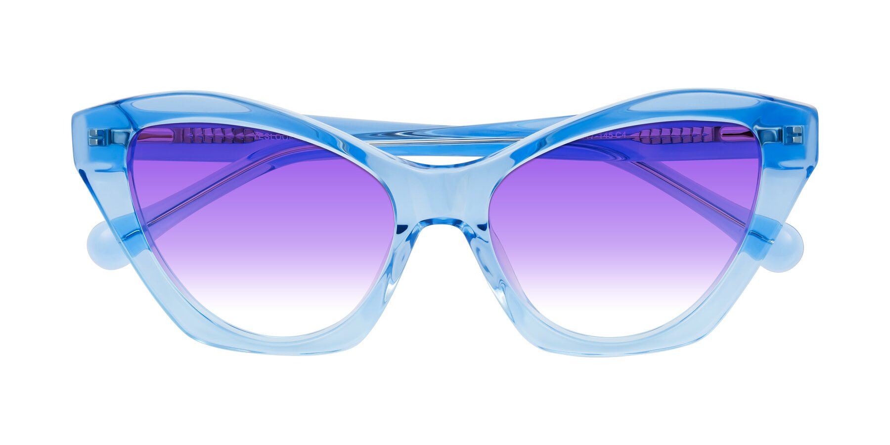 Folded Front of Limerick in Transparent Blue with Purple Gradient Lenses