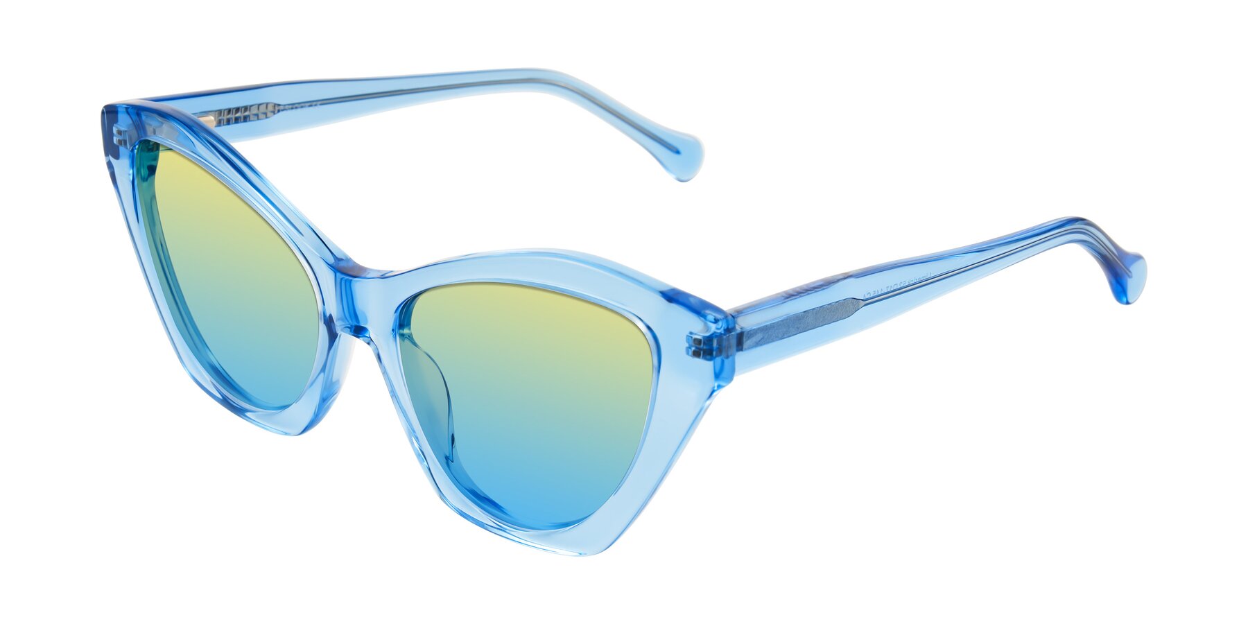 Angle of Limerick in Transparent Blue with Yellow / Blue Gradient Lenses