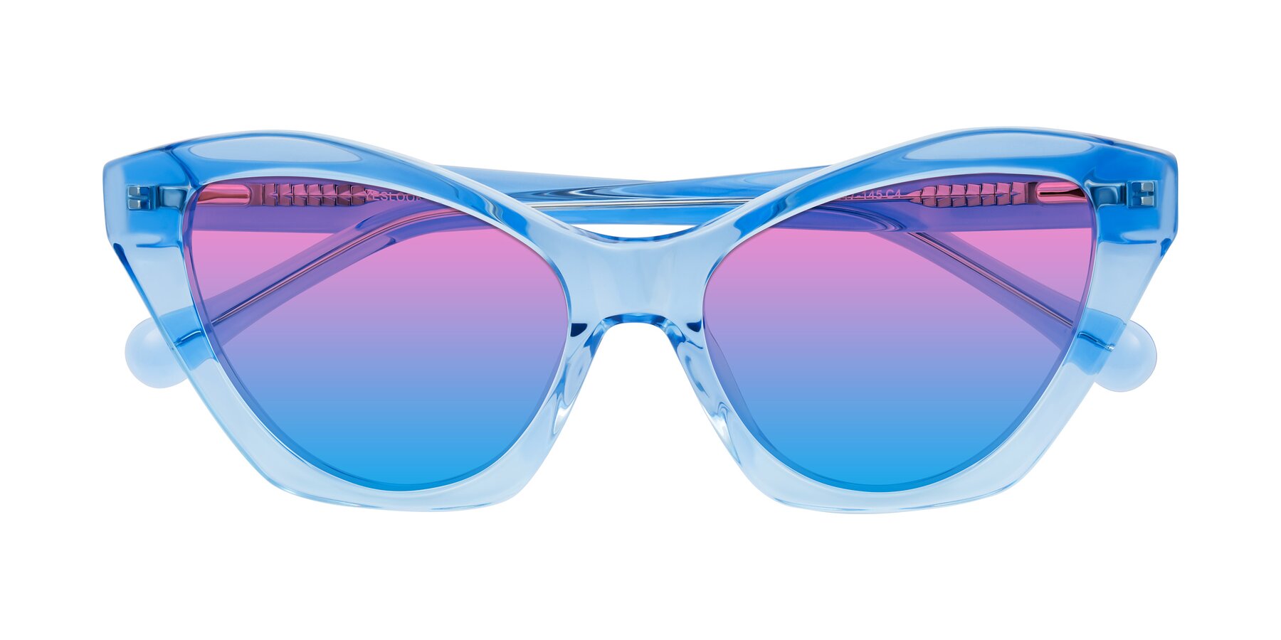 Folded Front of Limerick in Transparent Blue with Pink / Blue Gradient Lenses