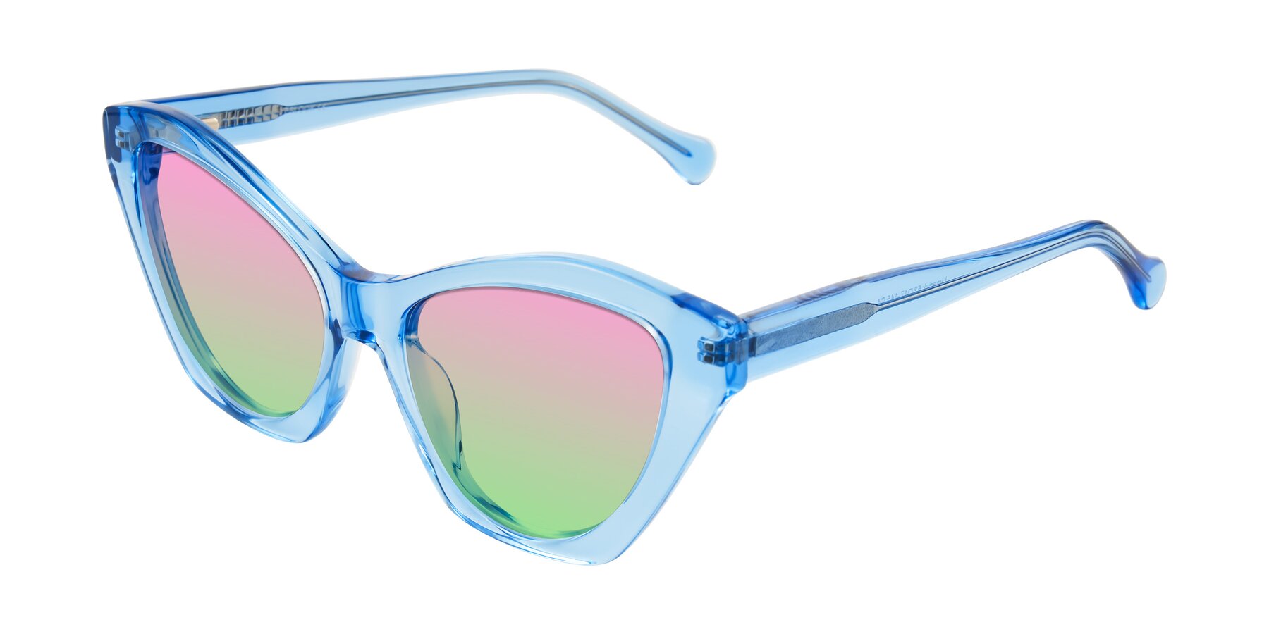 Angle of Limerick in Transparent Blue with Pink / Green Gradient Lenses