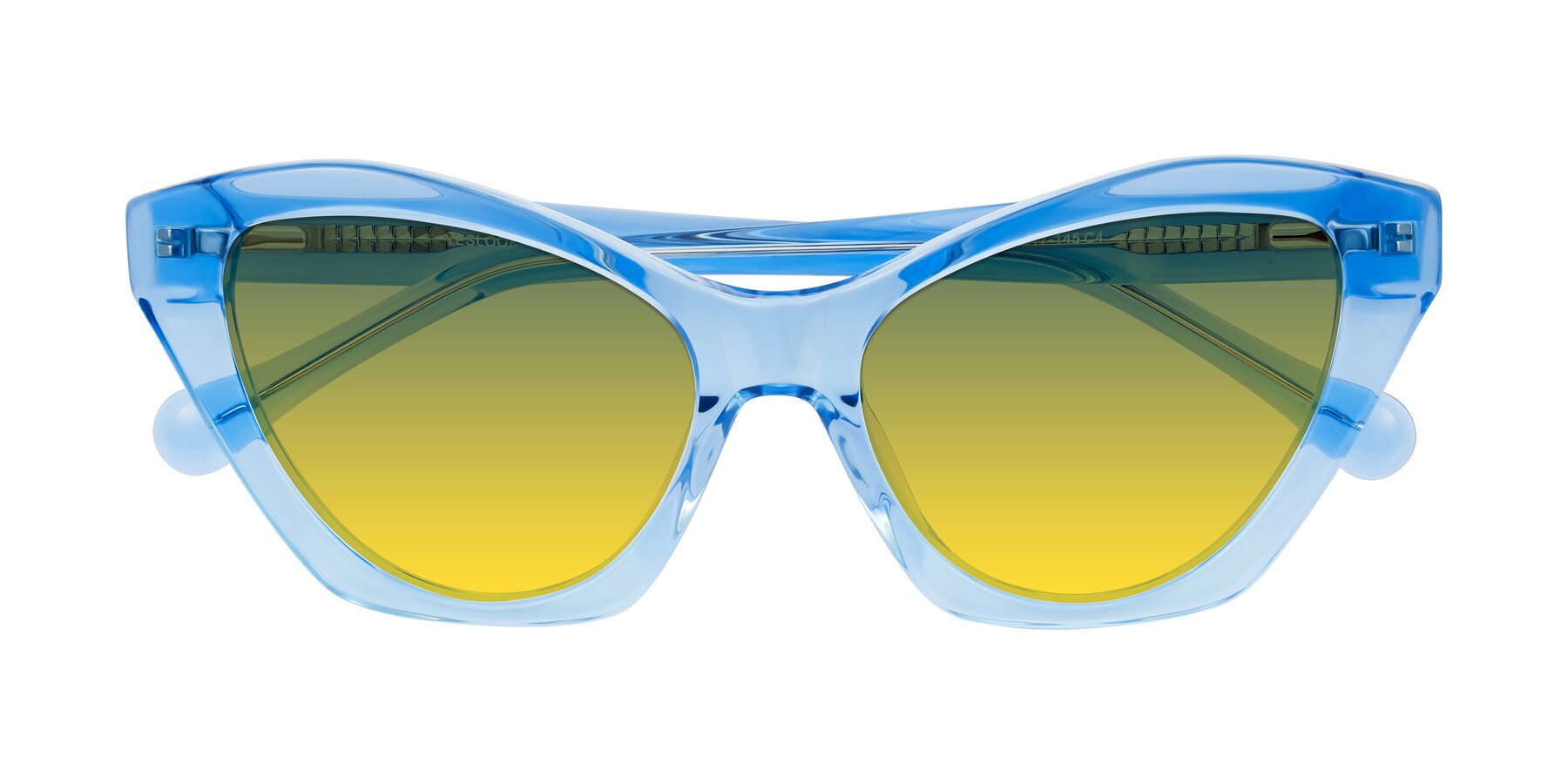 Folded Front of Limerick in Transparent Blue with Green / Yellow Gradient Lenses