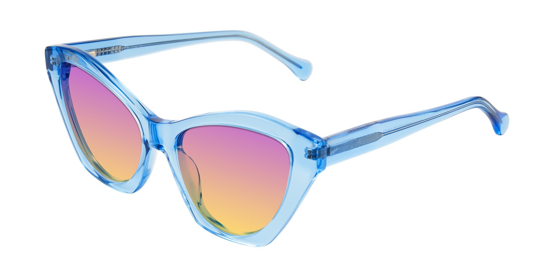 Angle of Limerick in Transparent Blue with Purple / Yellow Gradient Lenses