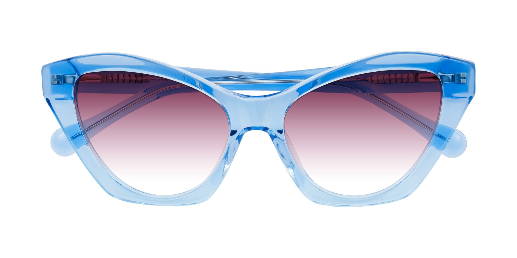 Folded Front of Limerick in Transparent Blue with Wine Gradient Lenses