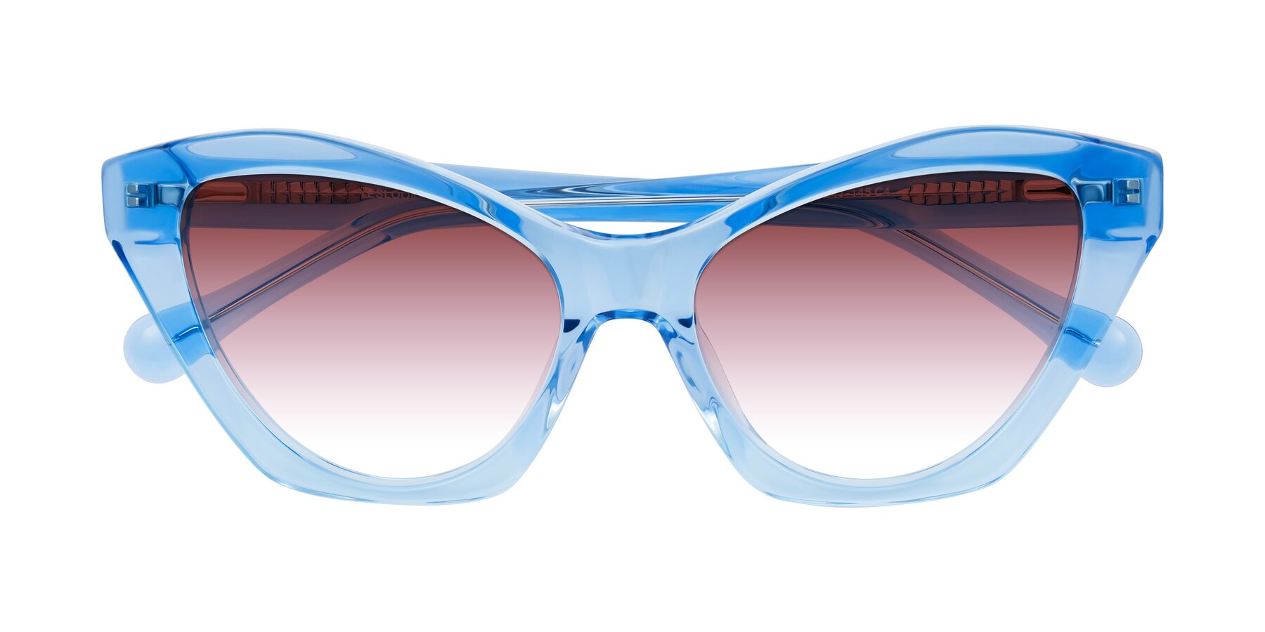 Folded Front of Limerick in Transparent Blue with Garnet Gradient Lenses