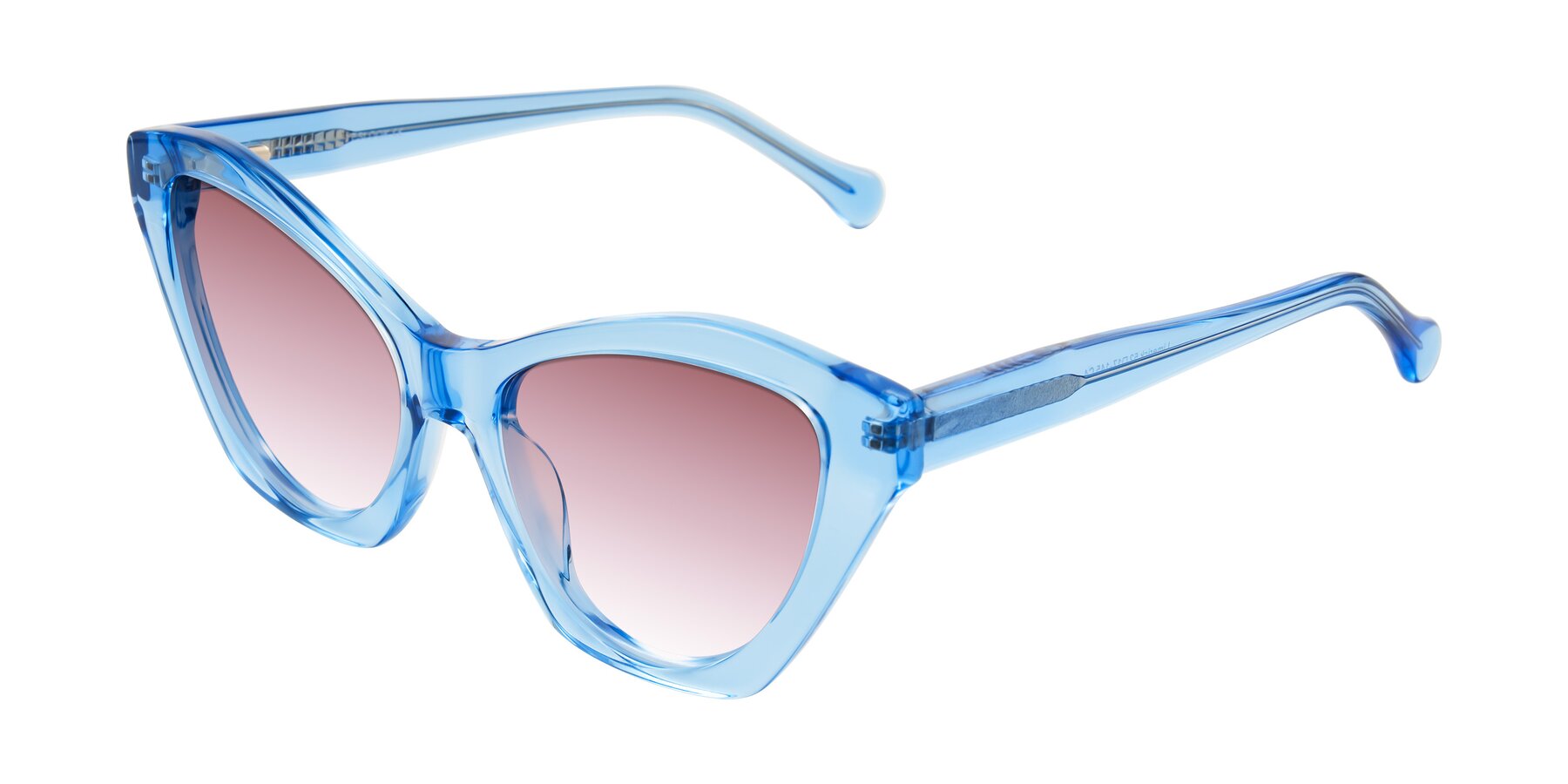 Angle of Limerick in Transparent Blue with Garnet Gradient Lenses
