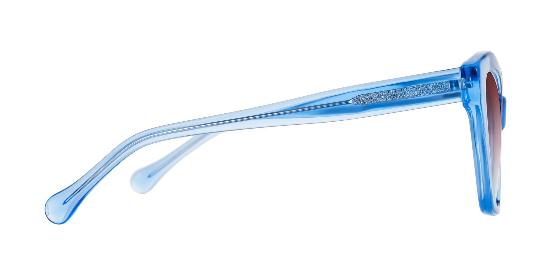 Side of Limerick in Transparent Blue with Garnet Gradient Lenses
