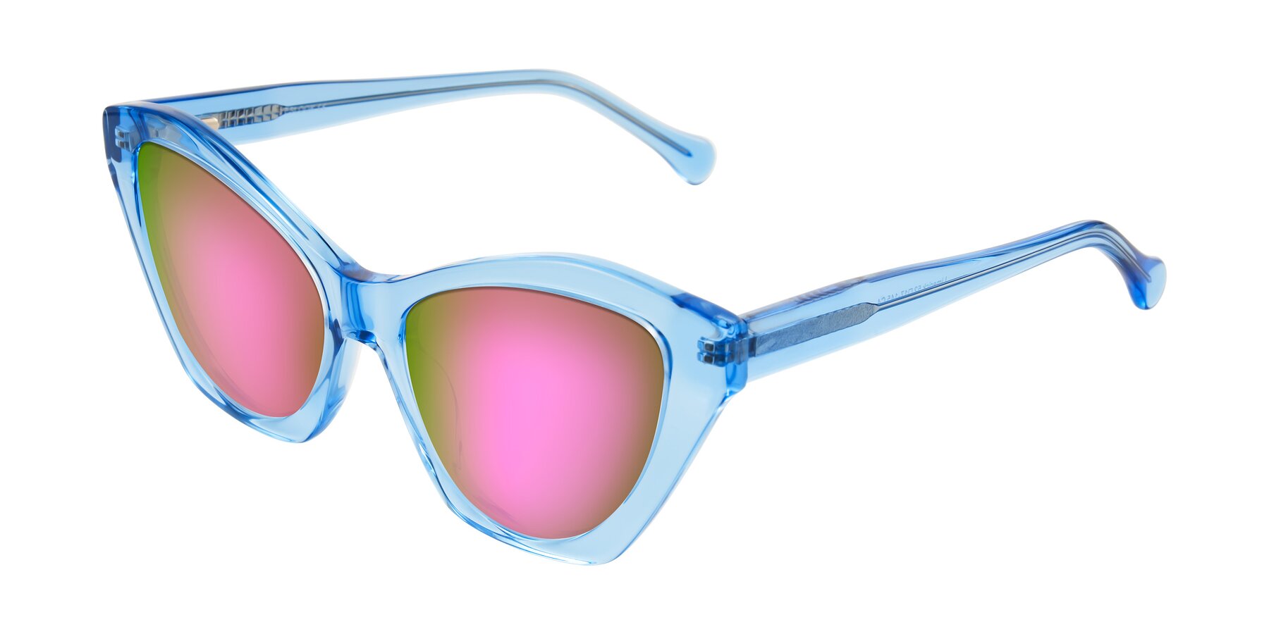 Angle of Limerick in Transparent Blue with Pink Mirrored Lenses