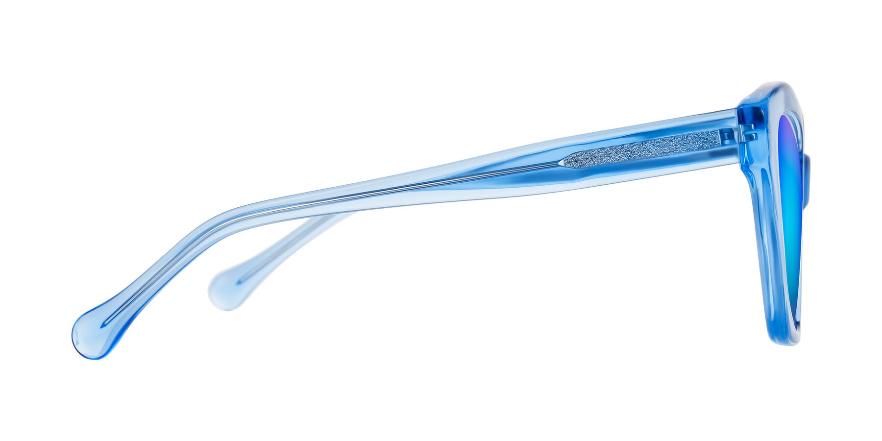 Side of Limerick in Transparent Blue with Blue Mirrored Lenses
