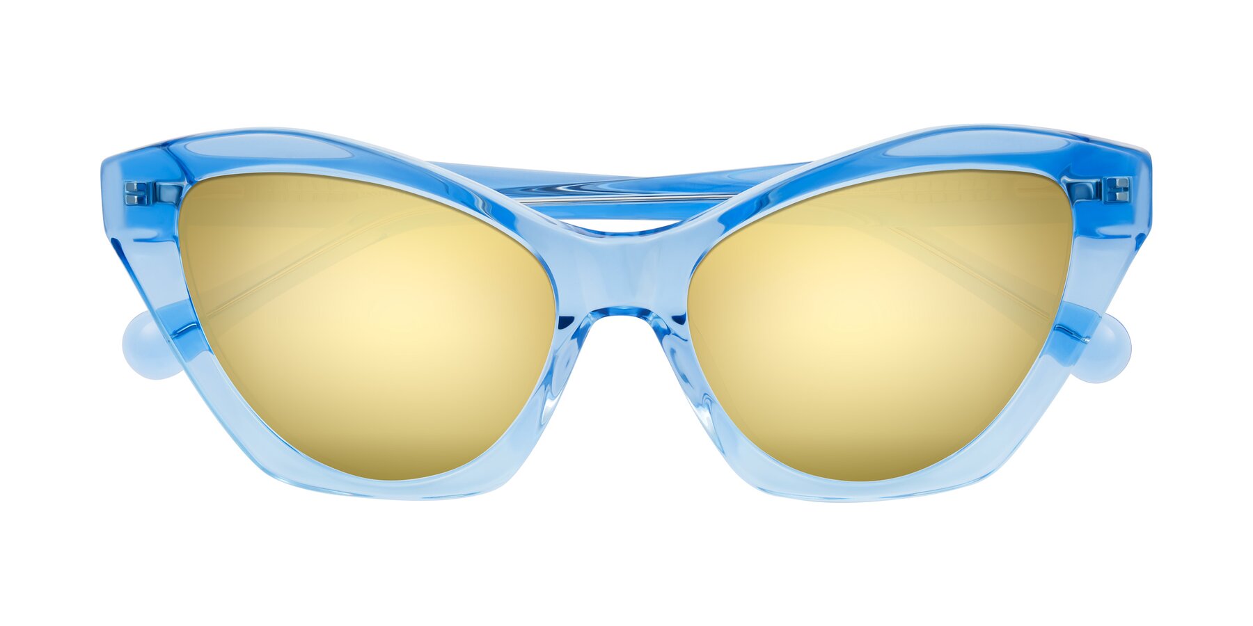 Folded Front of Limerick in Transparent Blue with Gold Mirrored Lenses