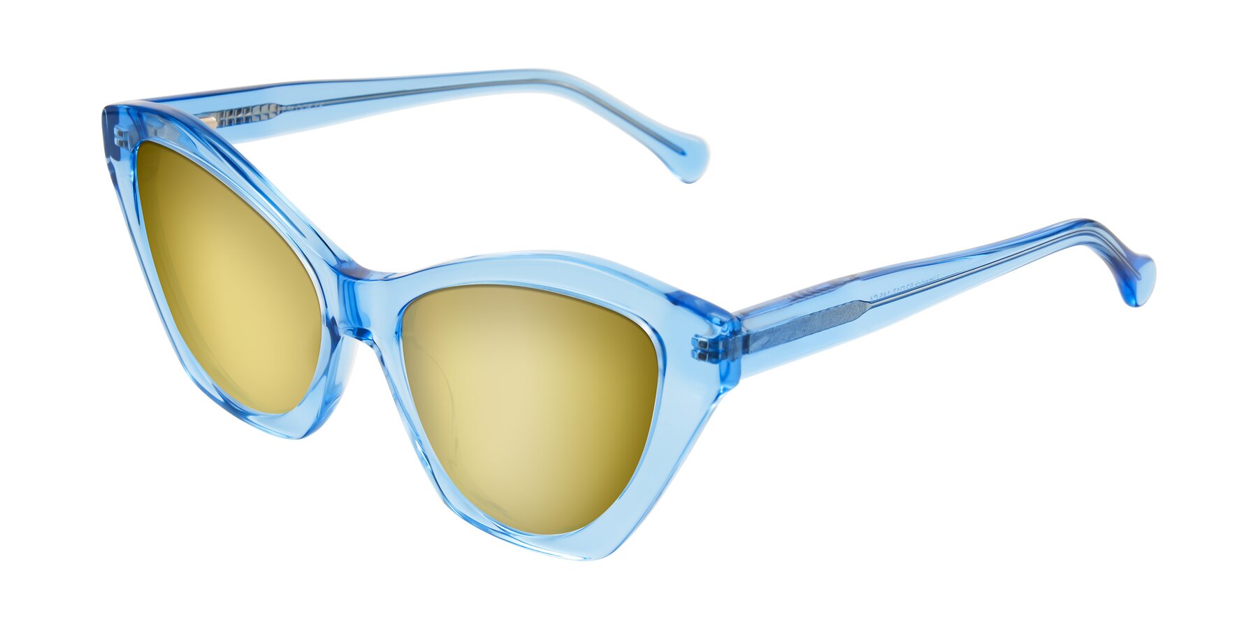 Angle of Limerick in Transparent Blue with Gold Mirrored Lenses