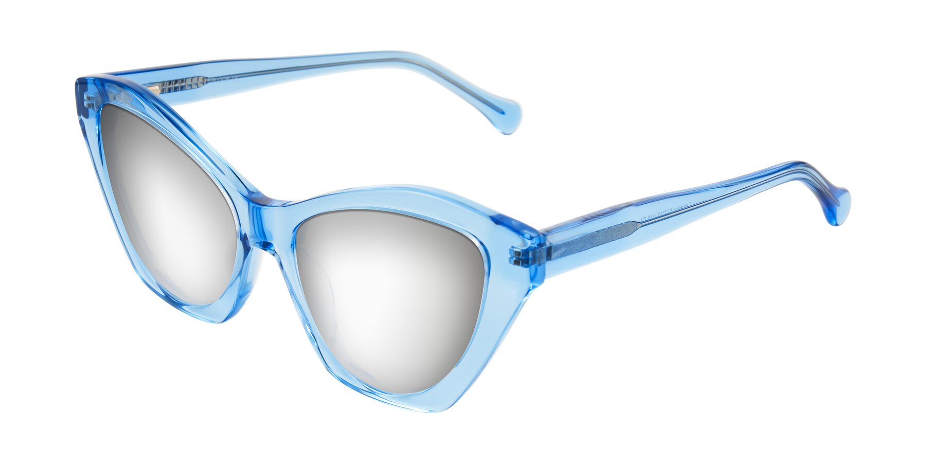Angle of Limerick in Transparent Blue with Silver Mirrored Lenses