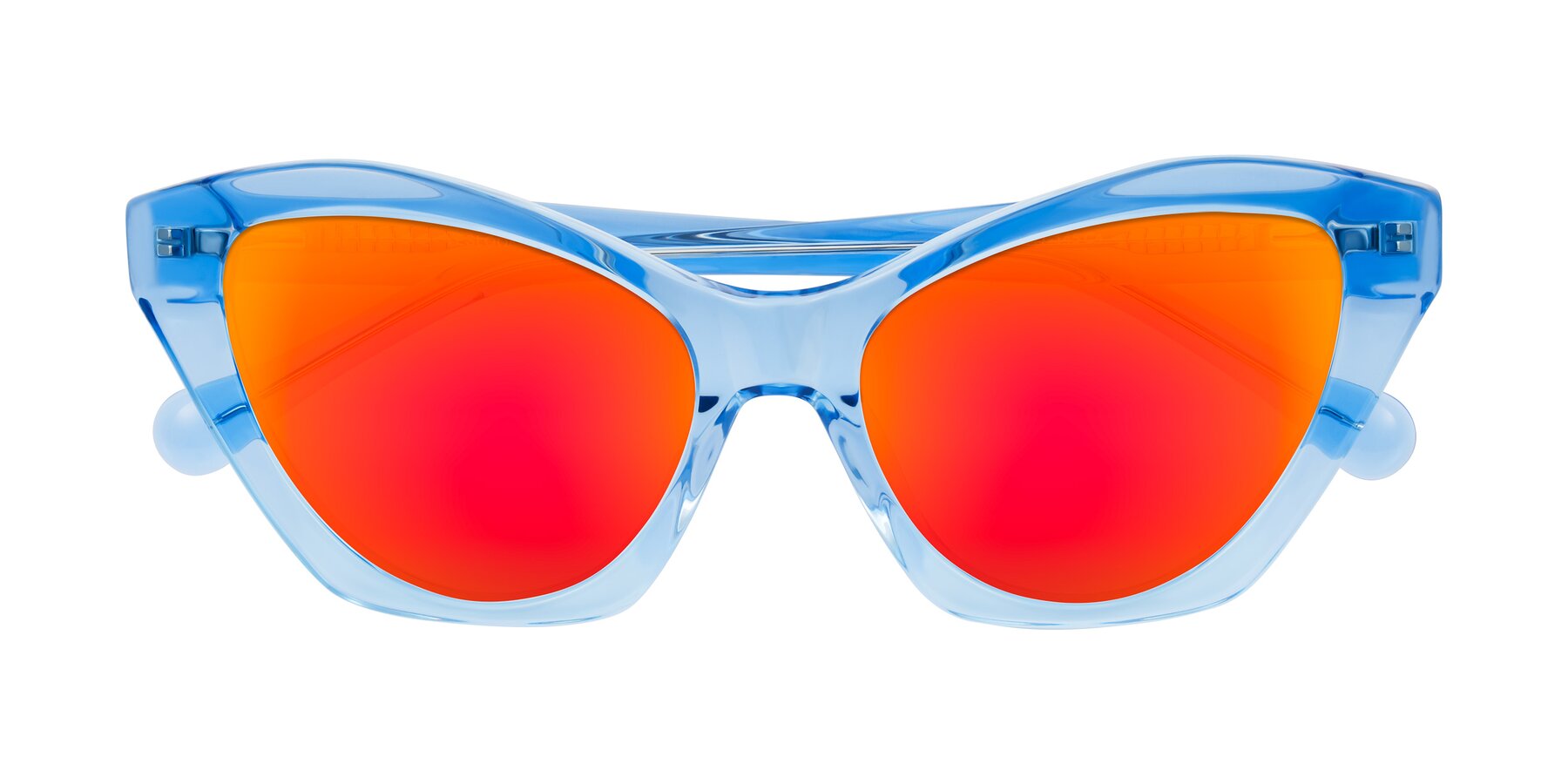 Folded Front of Limerick in Transparent Blue with Red Gold Mirrored Lenses