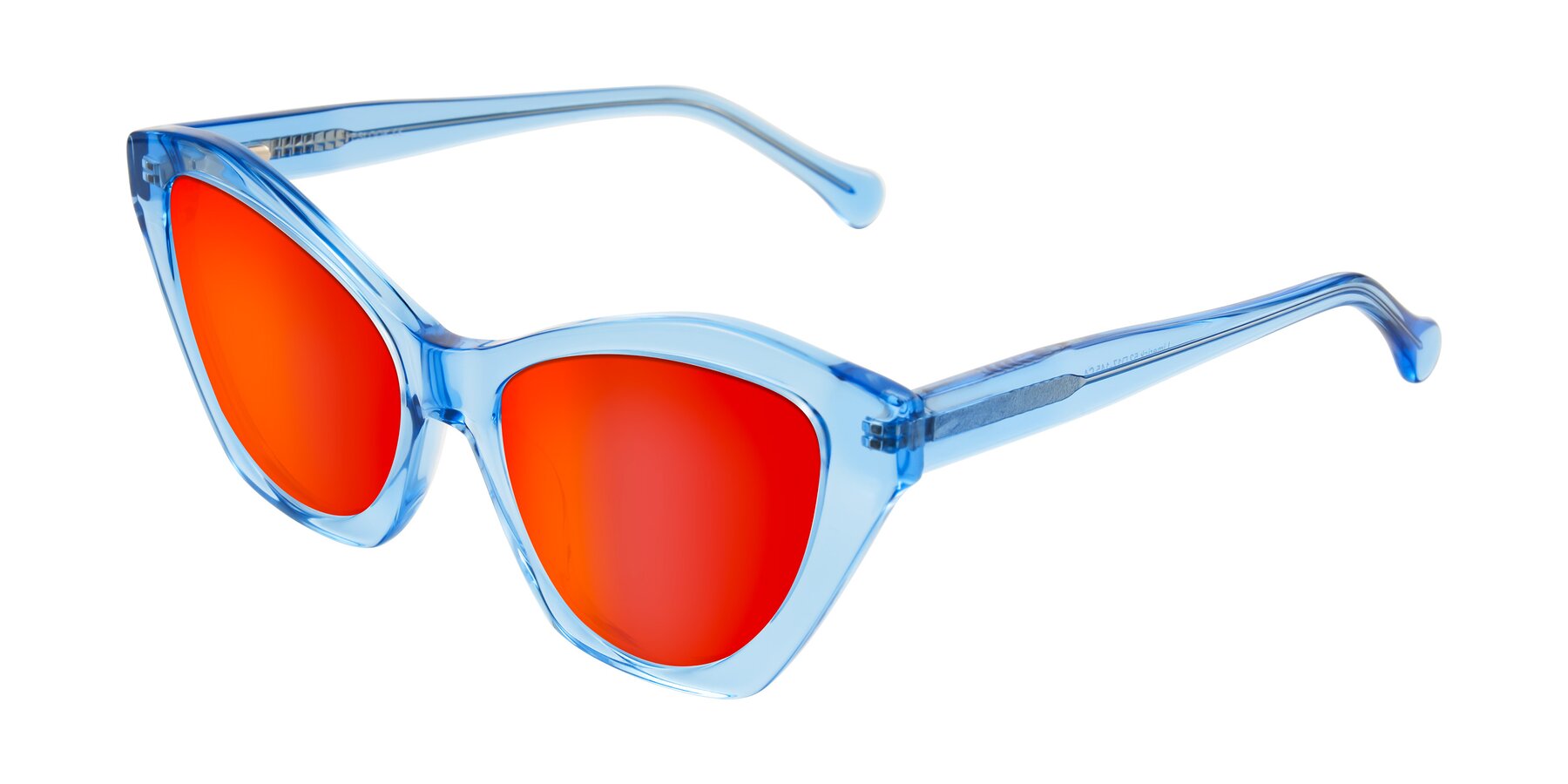 Angle of Limerick in Transparent Blue with Red Gold Mirrored Lenses