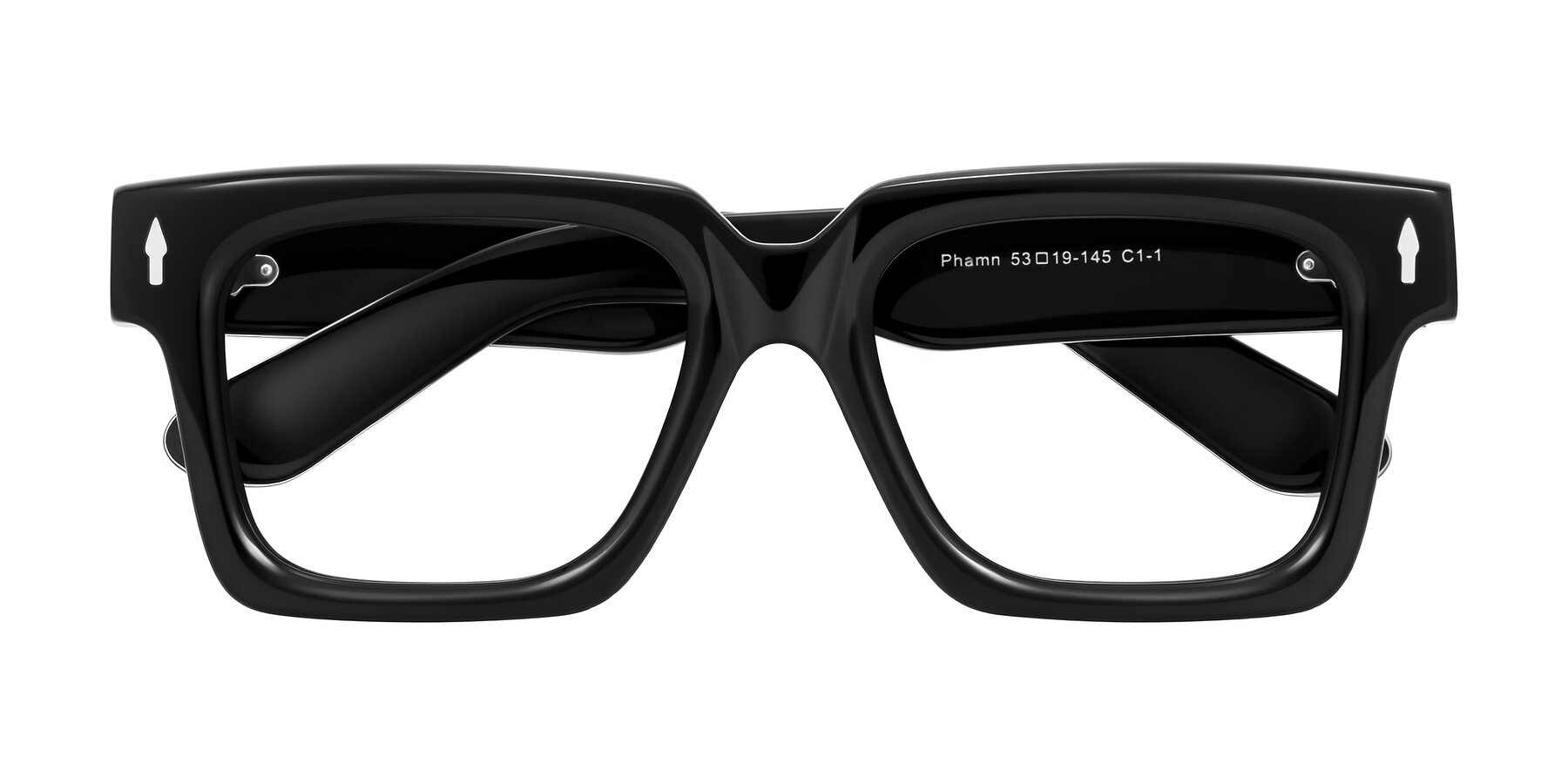 Folded Front of Phamn in Black with Clear Eyeglass Lenses