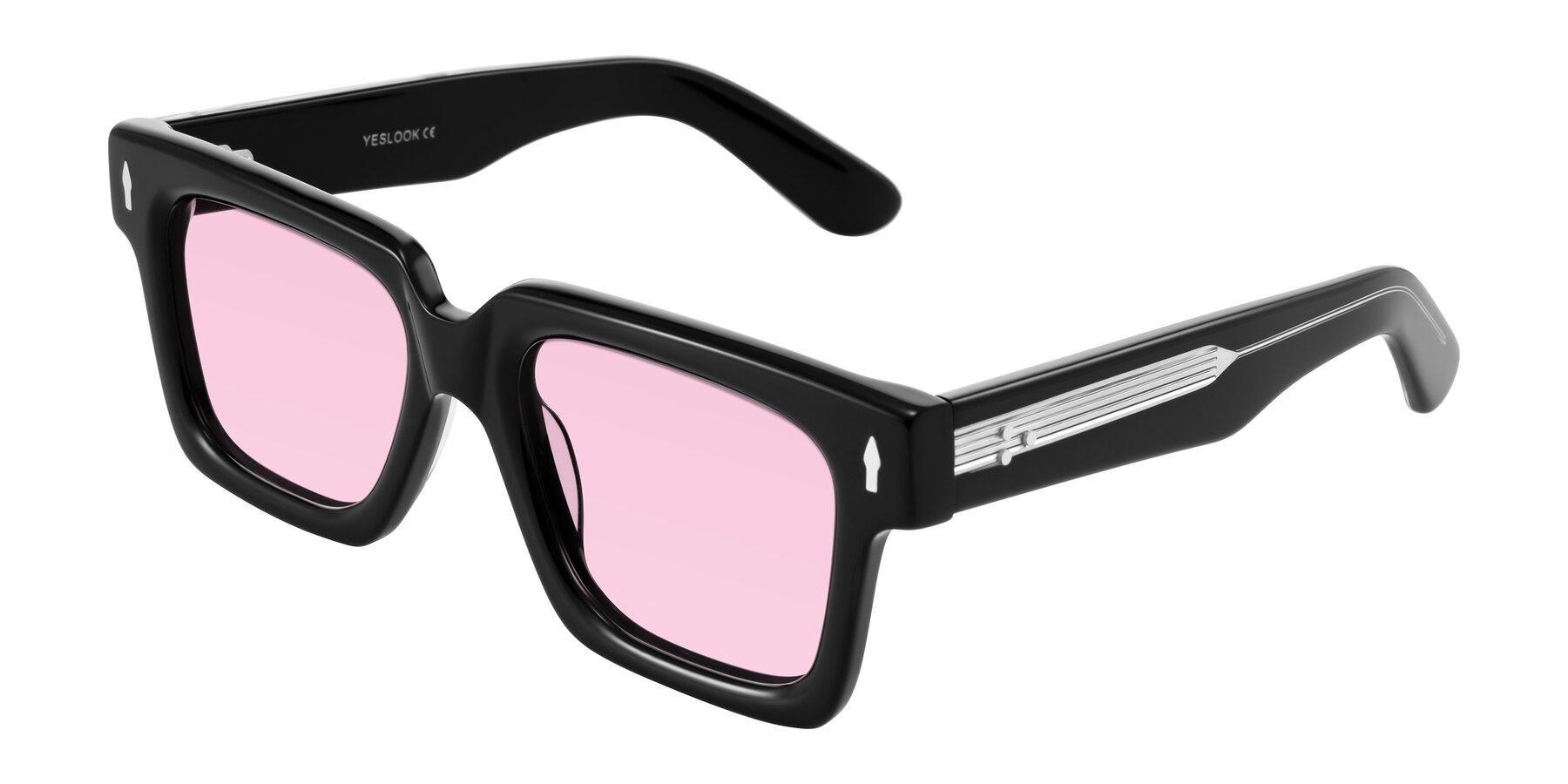 Angle of Phamn in Black with Light Pink Tinted Lenses