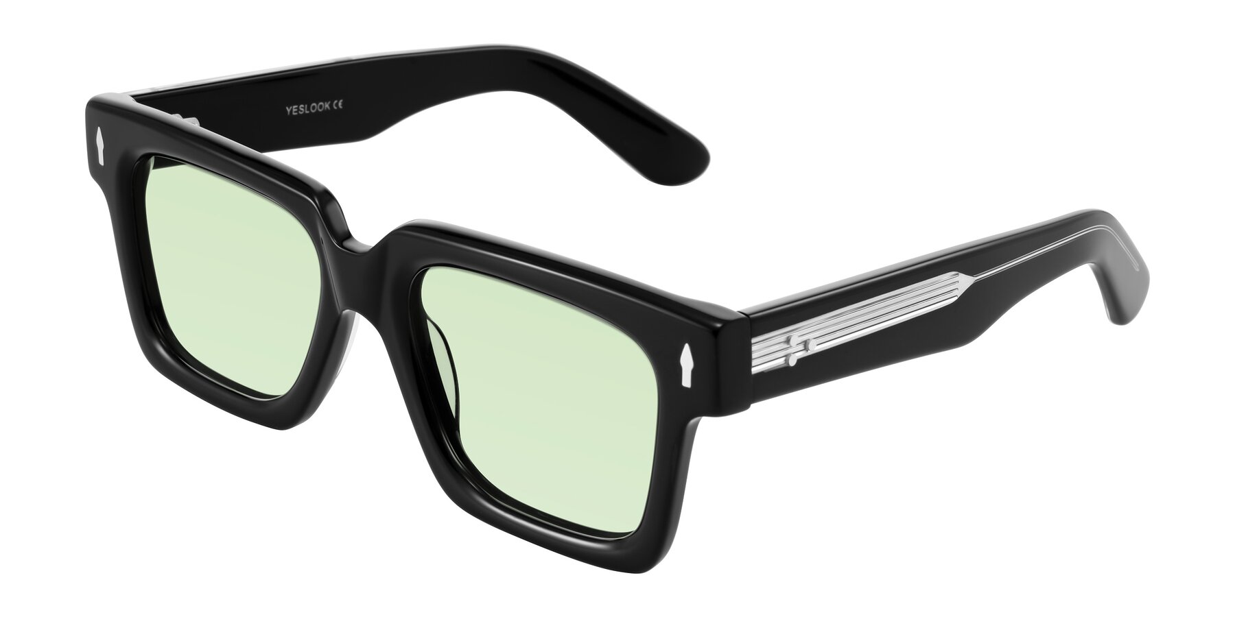 Angle of Phamn in Black with Light Green Tinted Lenses