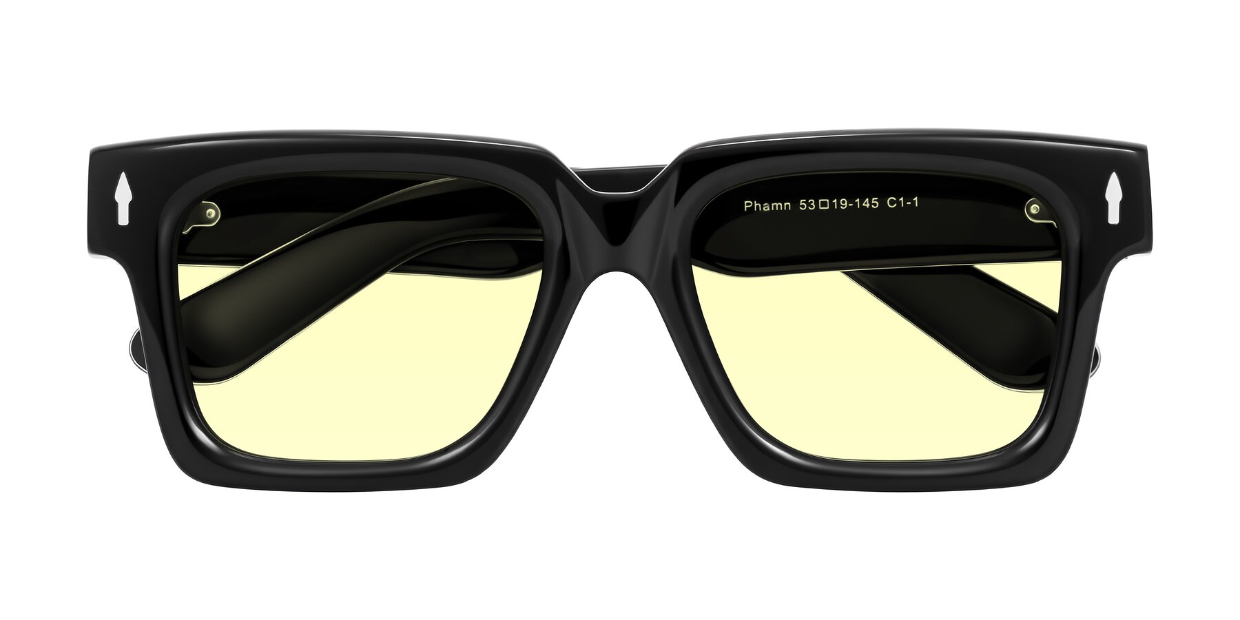 Folded Front of Phamn in Black with Light Yellow Tinted Lenses