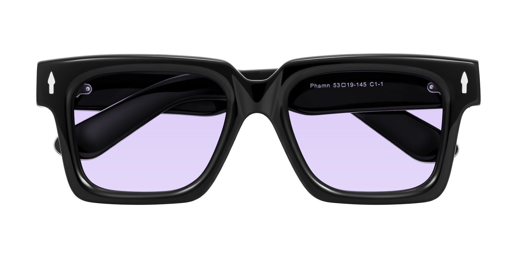 Folded Front of Phamn in Black with Light Purple Tinted Lenses