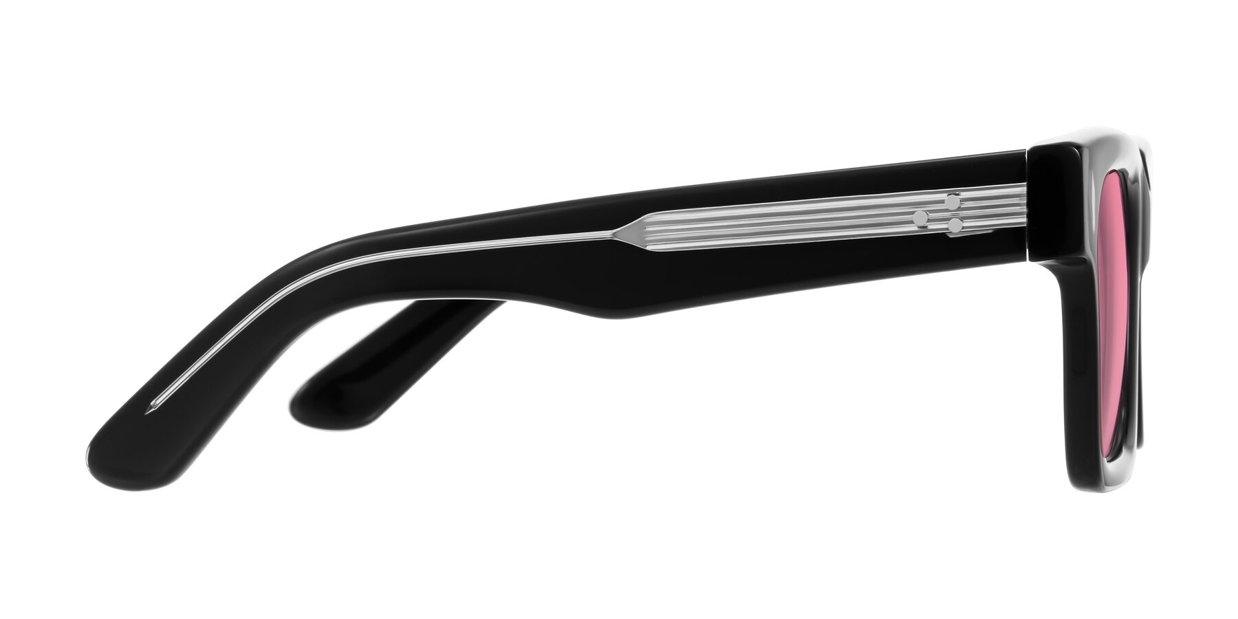 Side of Phamn in Black with Pink Tinted Lenses