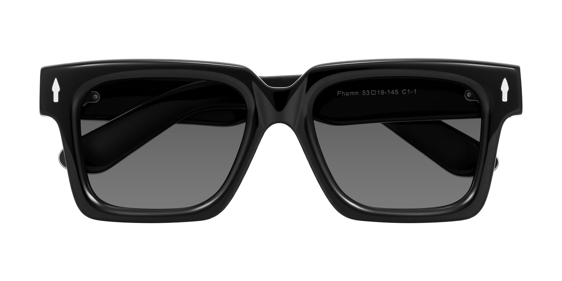 Folded Front of Phamn in Black with Medium Gray Tinted Lenses