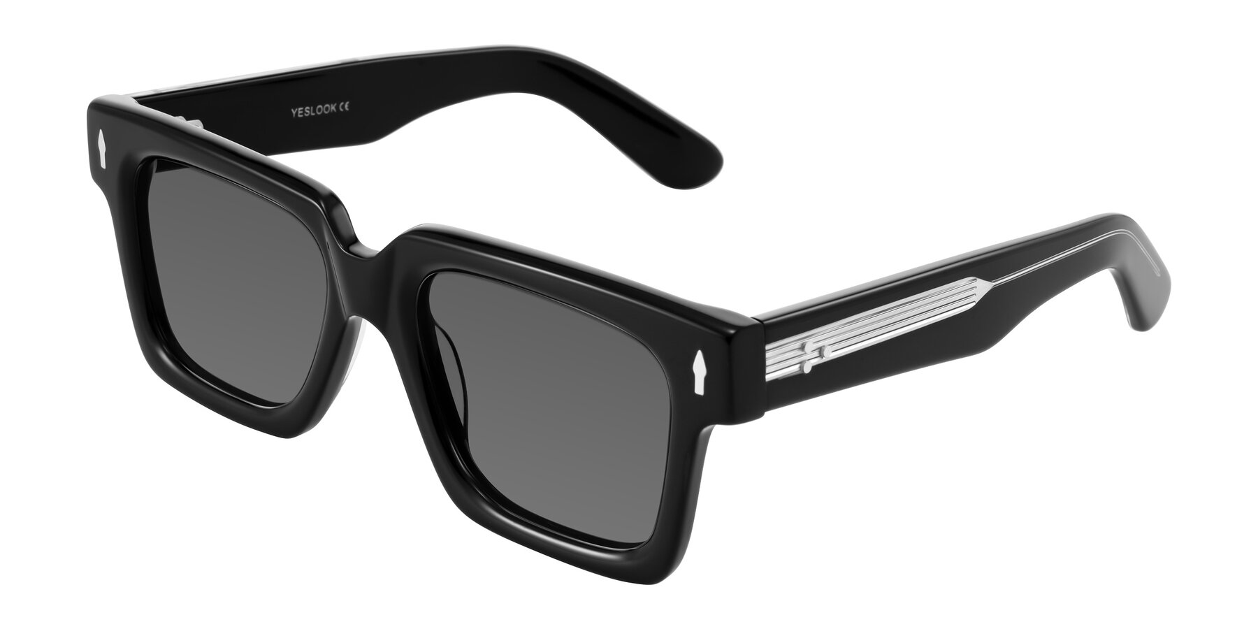 Angle of Phamn in Black with Medium Gray Tinted Lenses