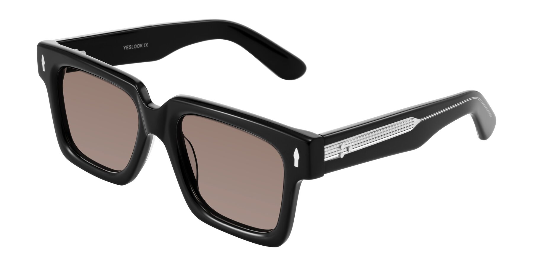 Angle of Phamn in Black with Medium Brown Tinted Lenses