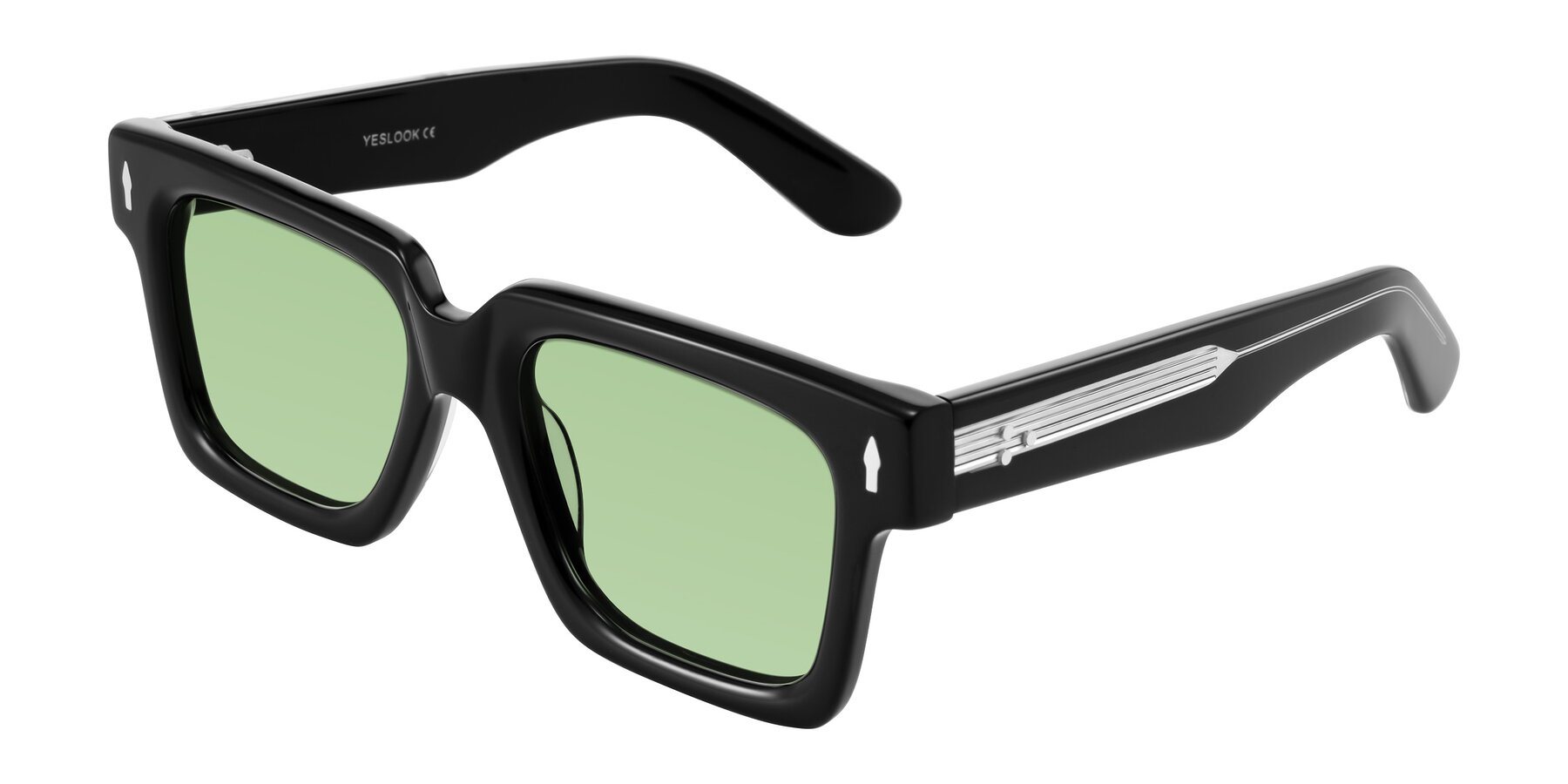 Angle of Phamn in Black with Medium Green Tinted Lenses