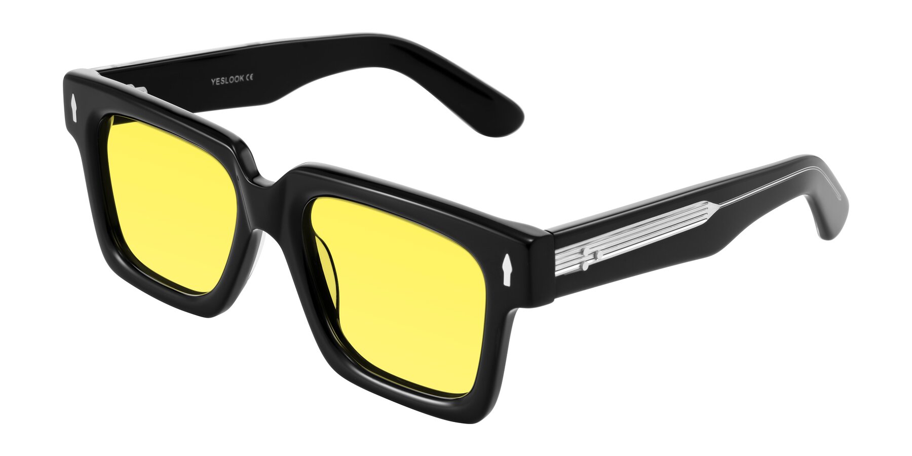 Angle of Phamn in Black with Medium Yellow Tinted Lenses