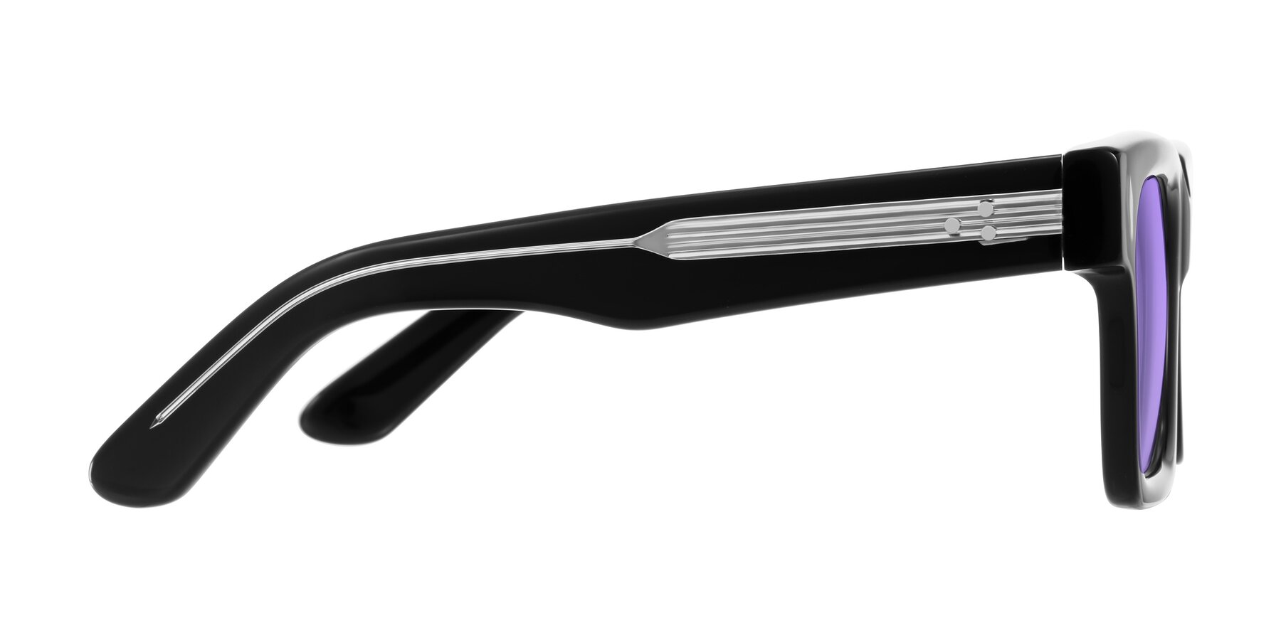 Side of Phamn in Black with Medium Purple Tinted Lenses